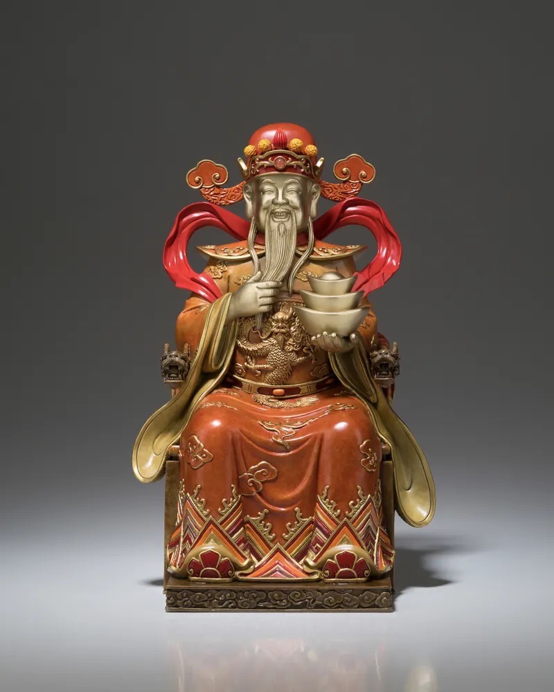 铜雕坐享财源财神佛像