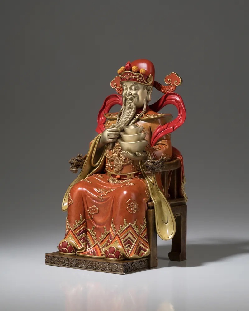 铜雕坐享财源财神佛像