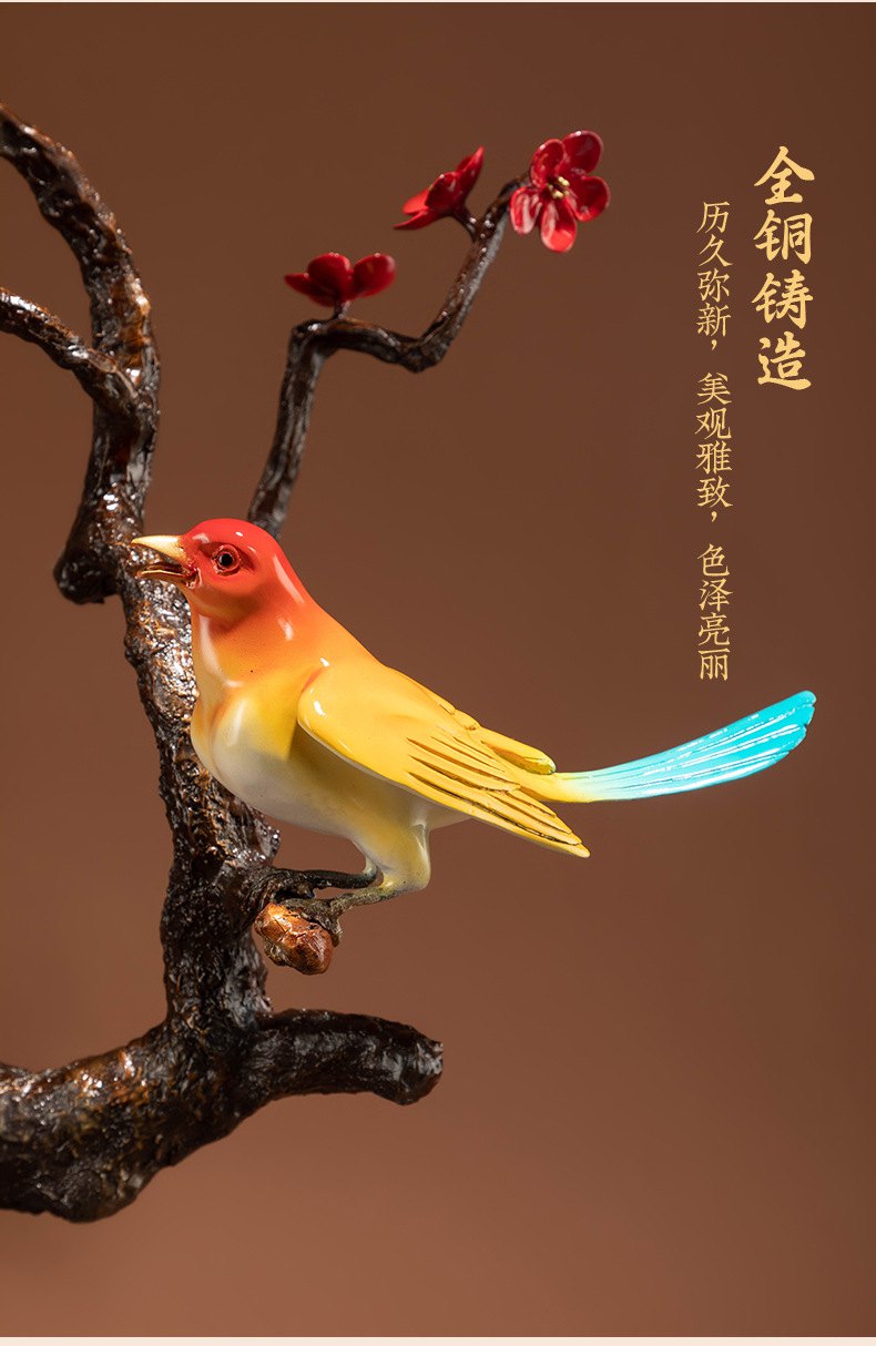 喜鹊枝鸟铜摆件