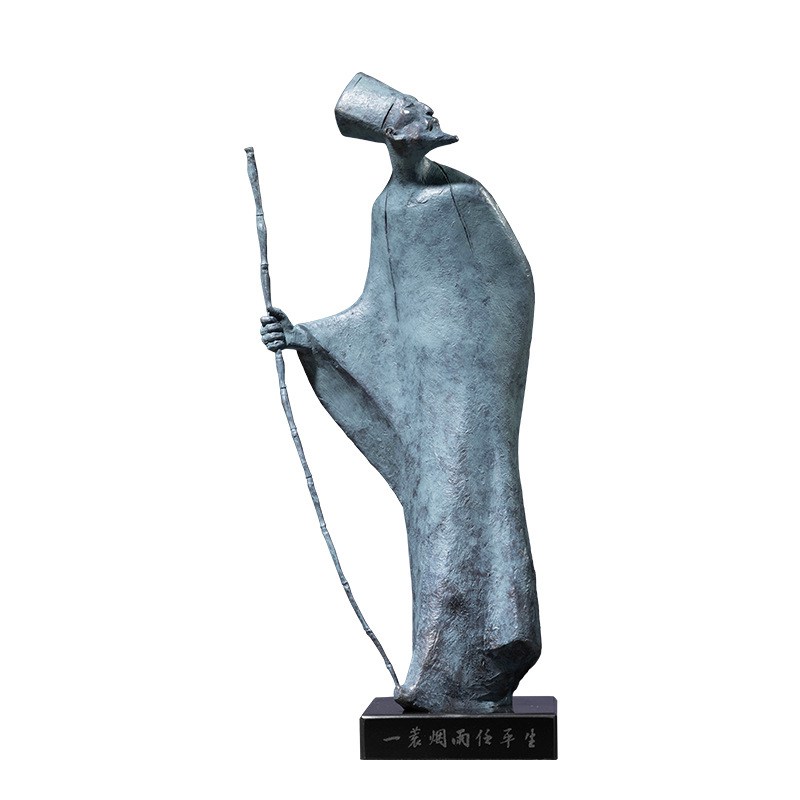 苏东坡古代名人铜雕像摆件抽象仰头人物黄铜雕塑