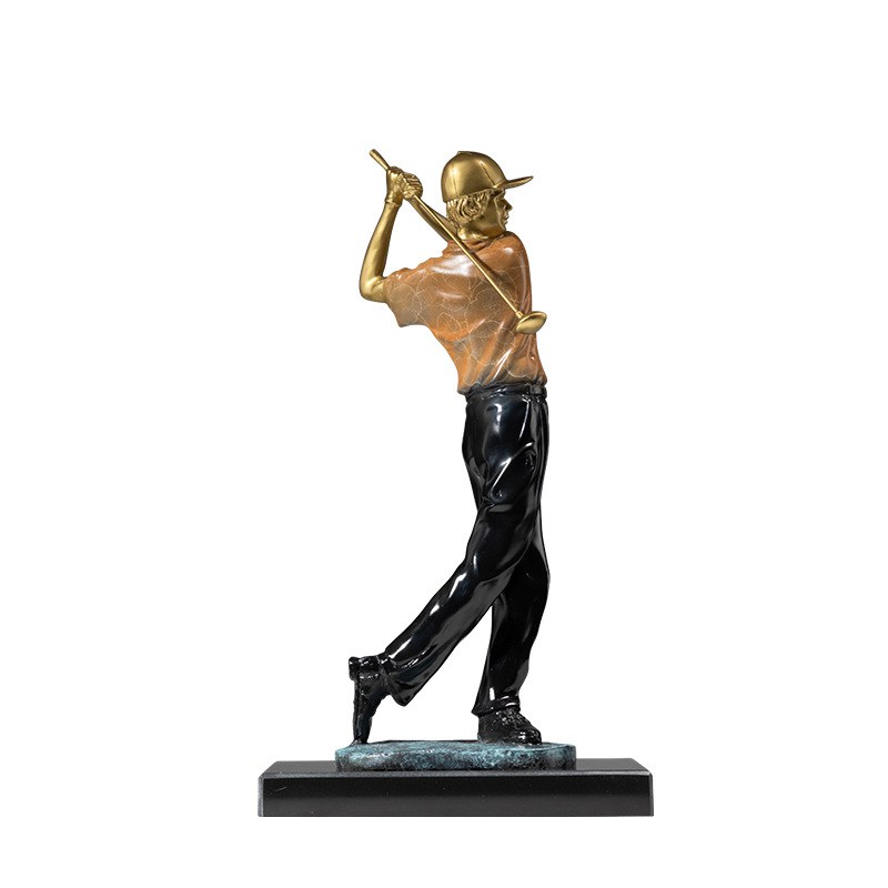 稳扎稳打人物铜摆件打高尔夫球男士人物铜雕塑