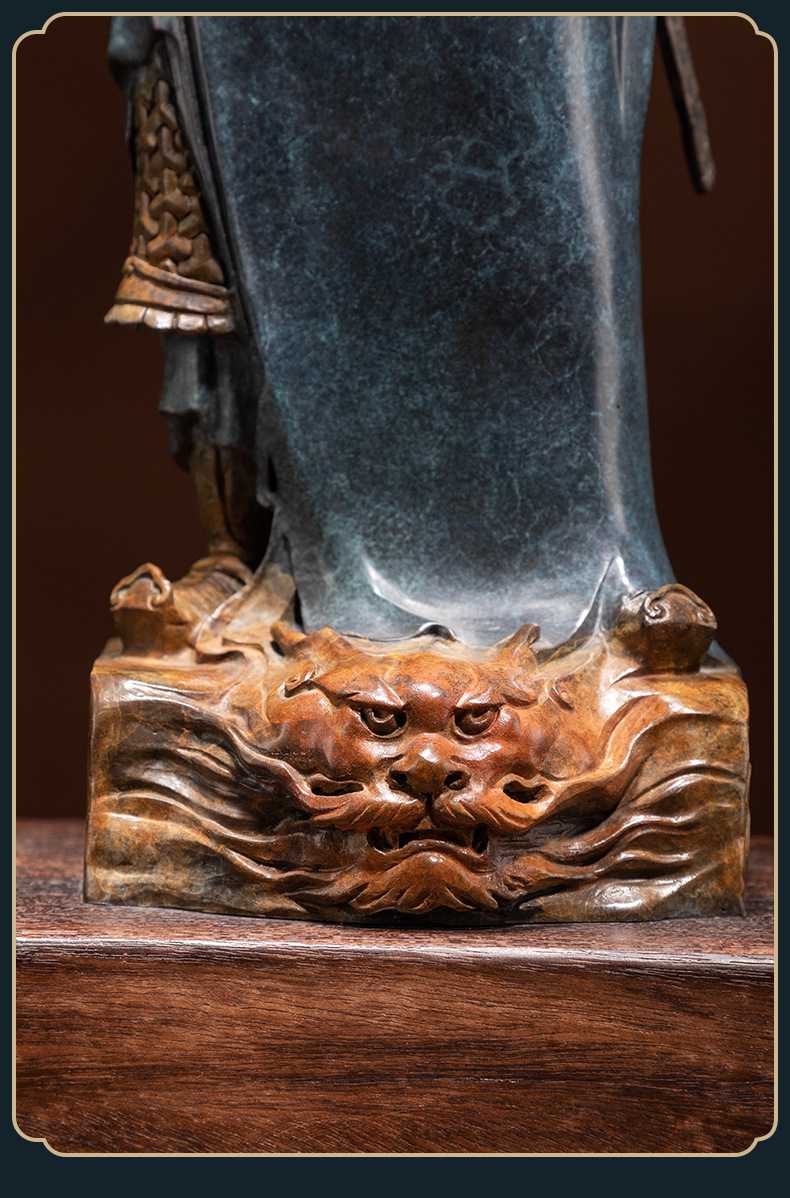 红脸关公黄铜雕塑像摆件