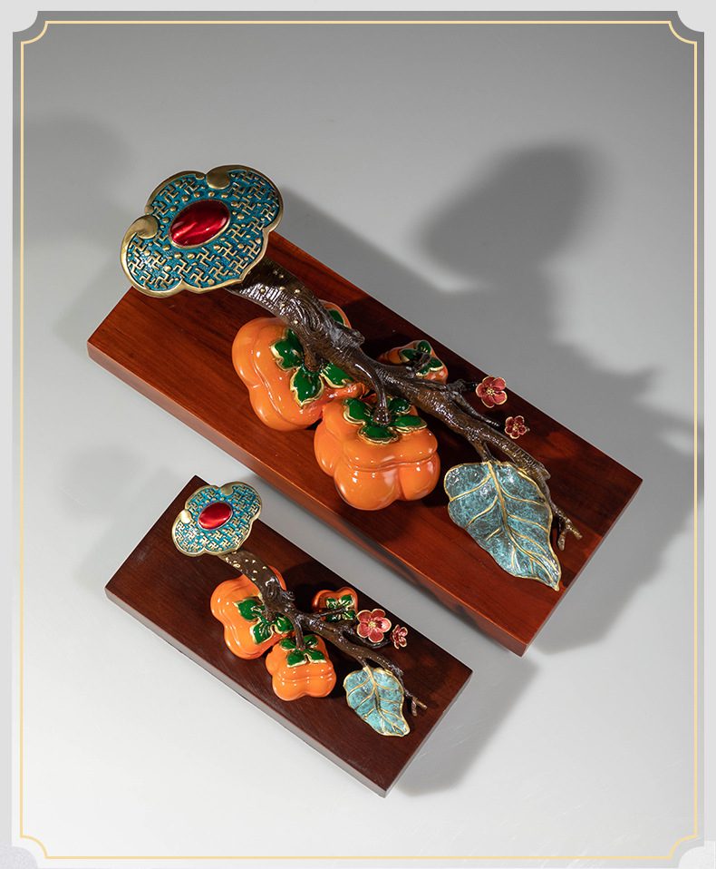 事事如意柿子创意黄铜摆件