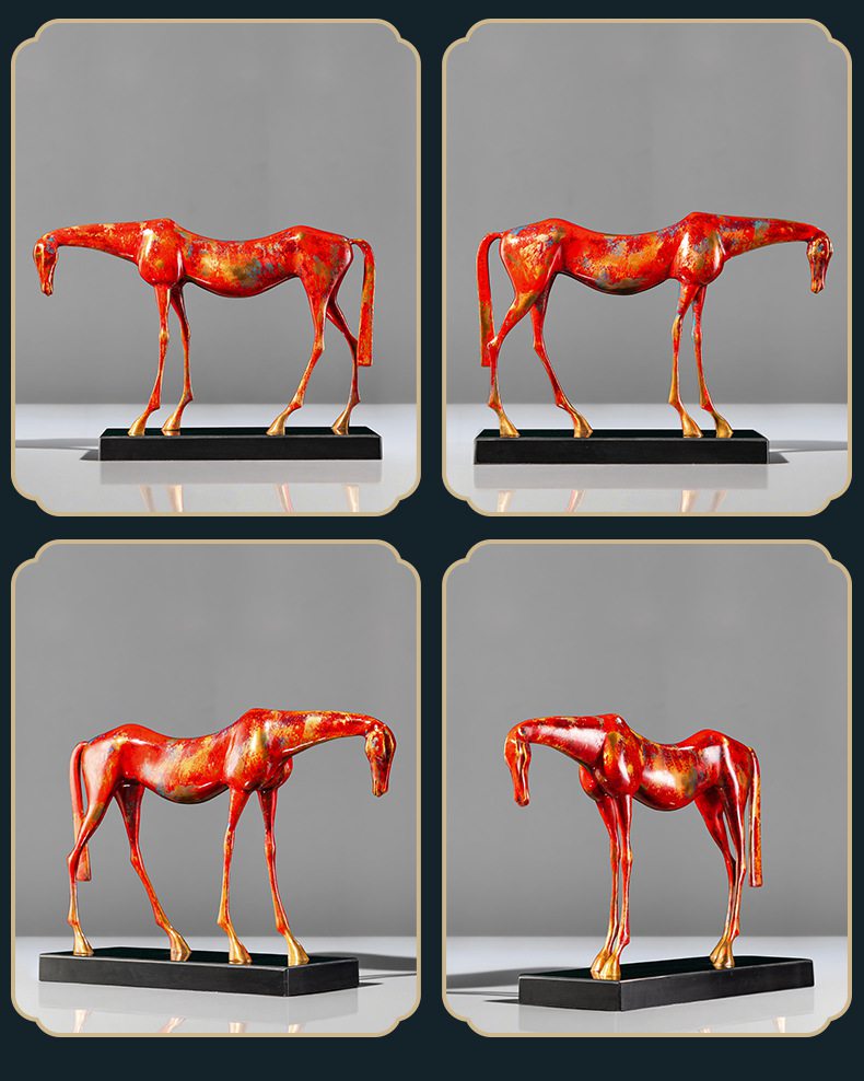 抽象造型黄铜马摆件