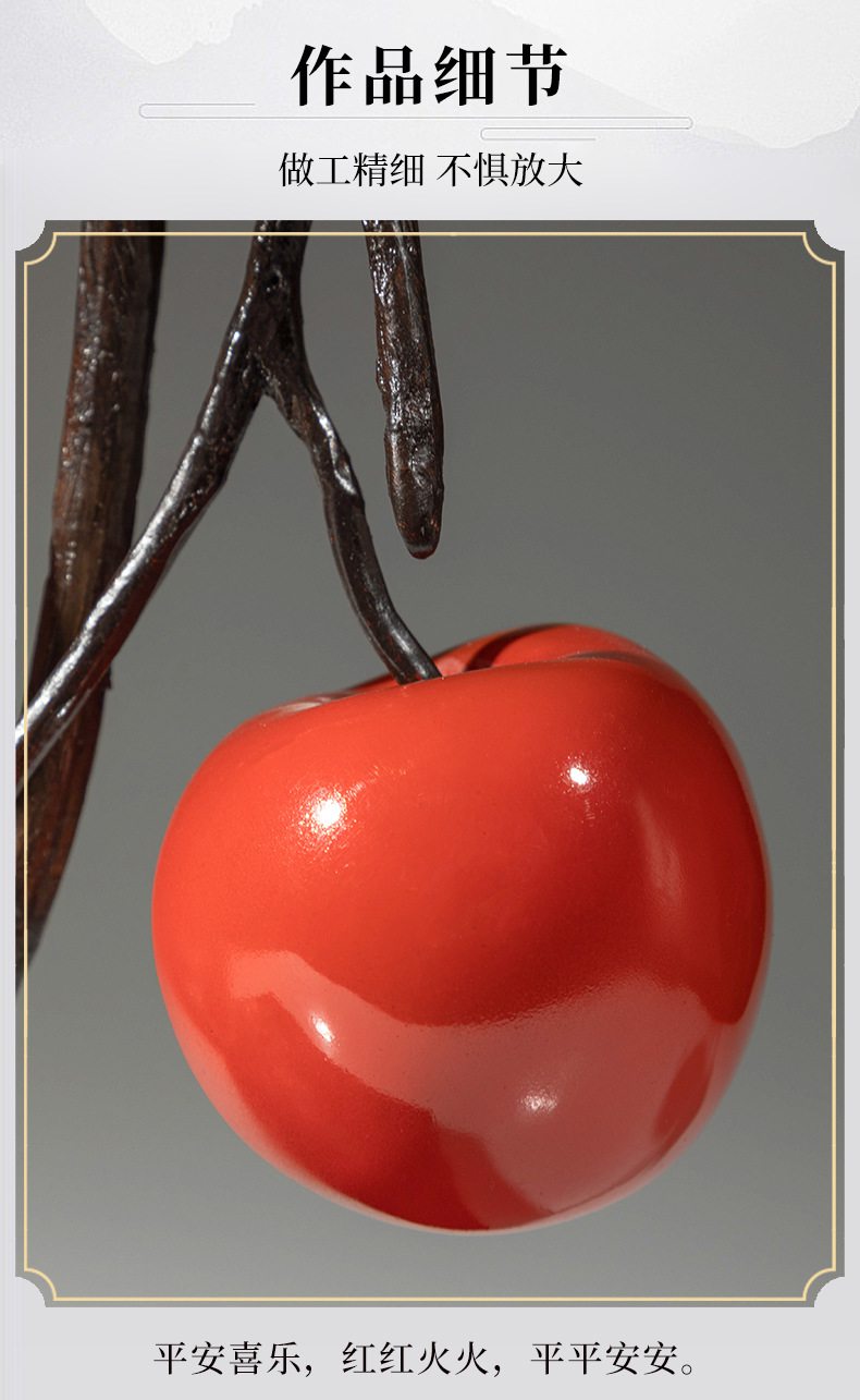 苹果喜雀黄铜工艺品摆件