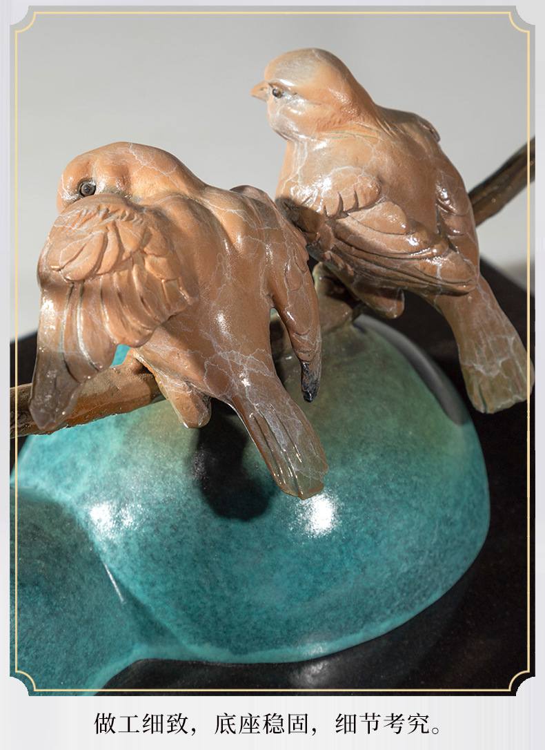苹果喜雀黄铜工艺品摆件
