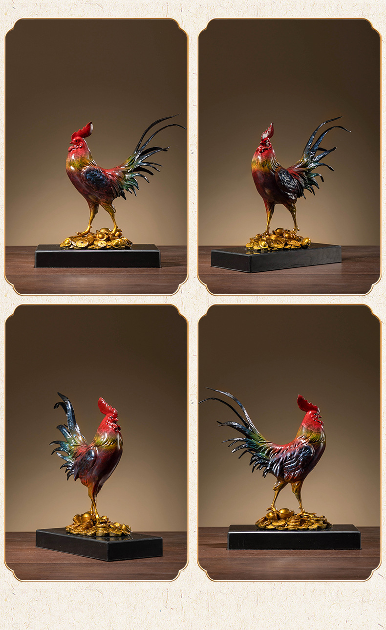 黄铜大公鸡铜雕摆件
