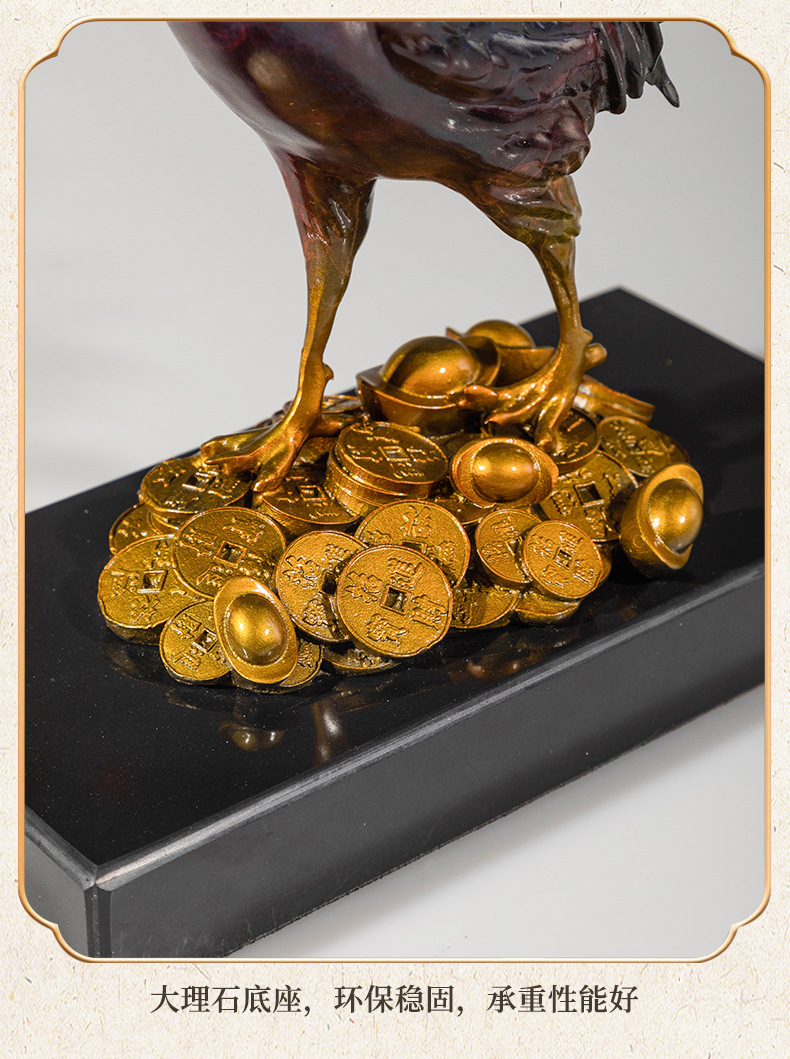 黄铜大公鸡铜雕摆件