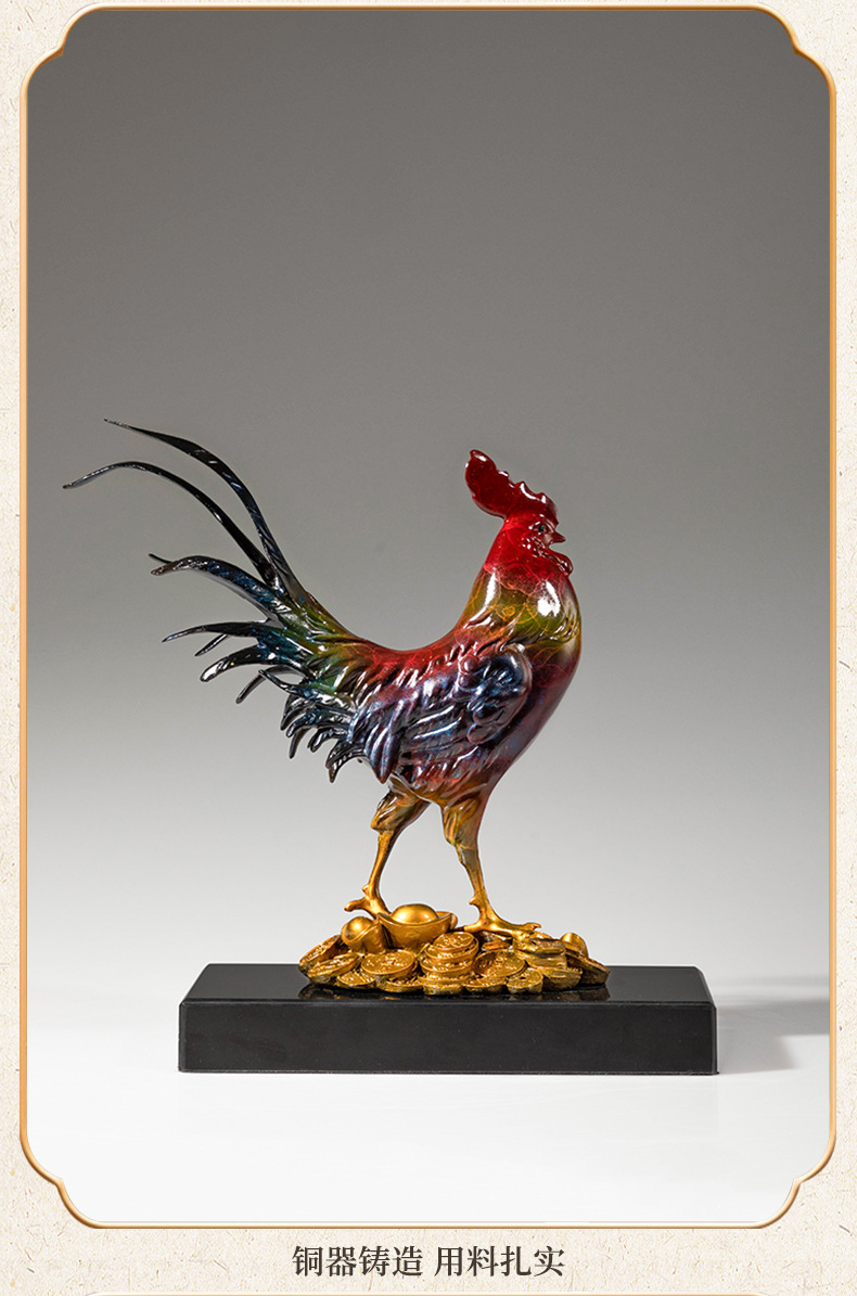 黄铜大公鸡铜雕摆件