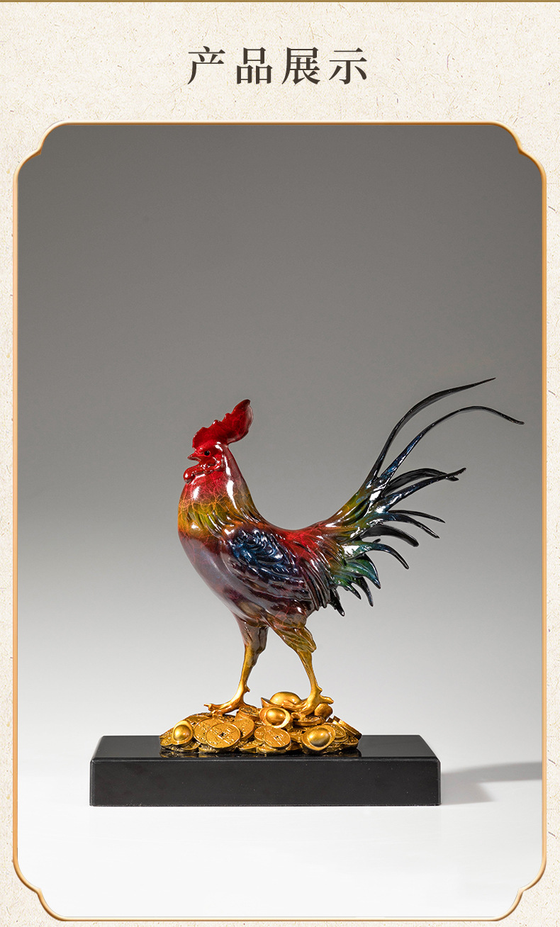 黄铜大公鸡铜雕摆件