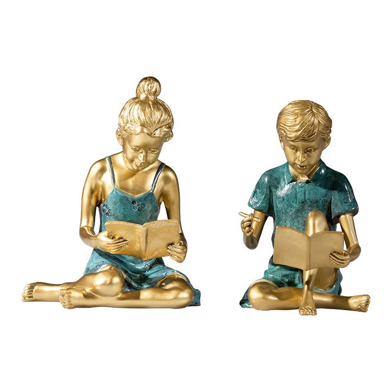 好好学习人物铜雕塑摆件