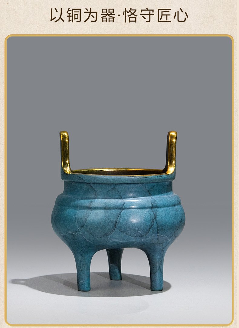上香供奉彩铜香炉摆件