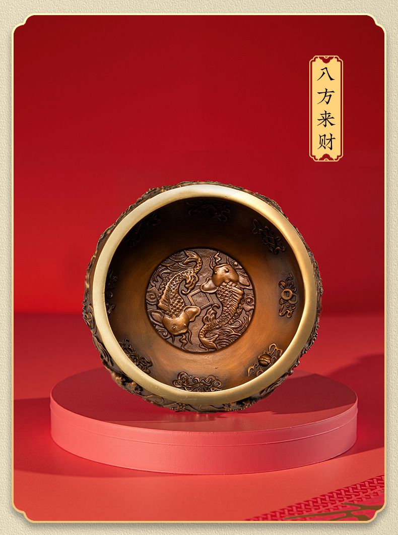 四龙聚宝盆彩铜艺术摆件