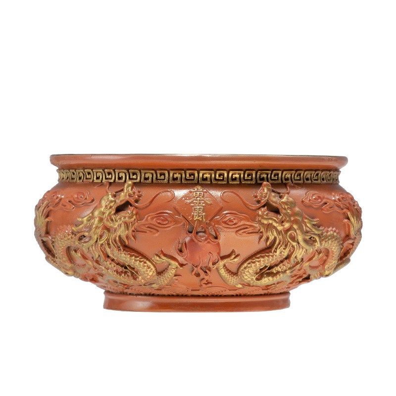 四龙聚宝盆彩铜艺术摆件