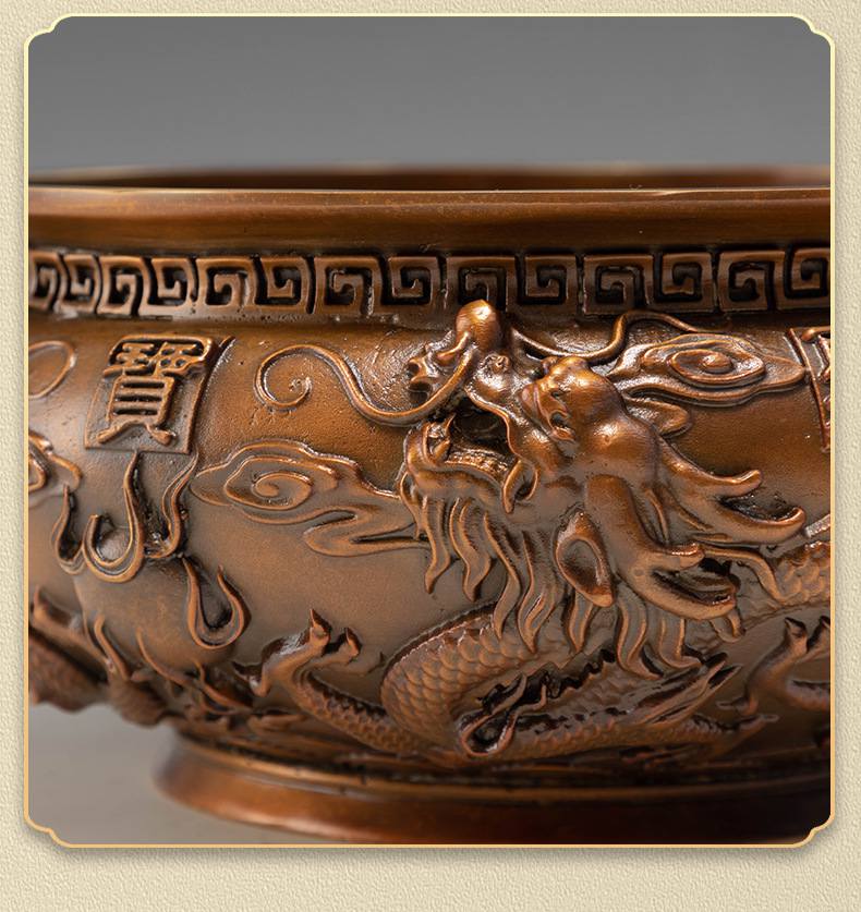 四龙聚宝盆彩铜艺术摆件