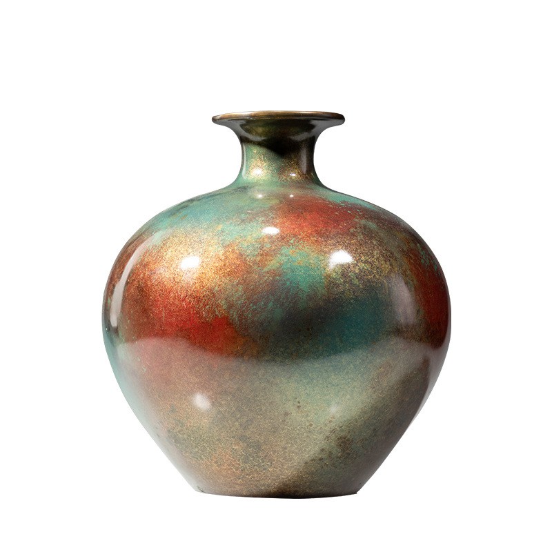 复古如意花瓶黄铜摆件