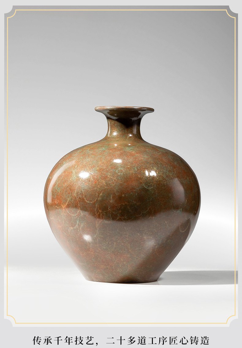 复古如意花瓶黄铜摆件