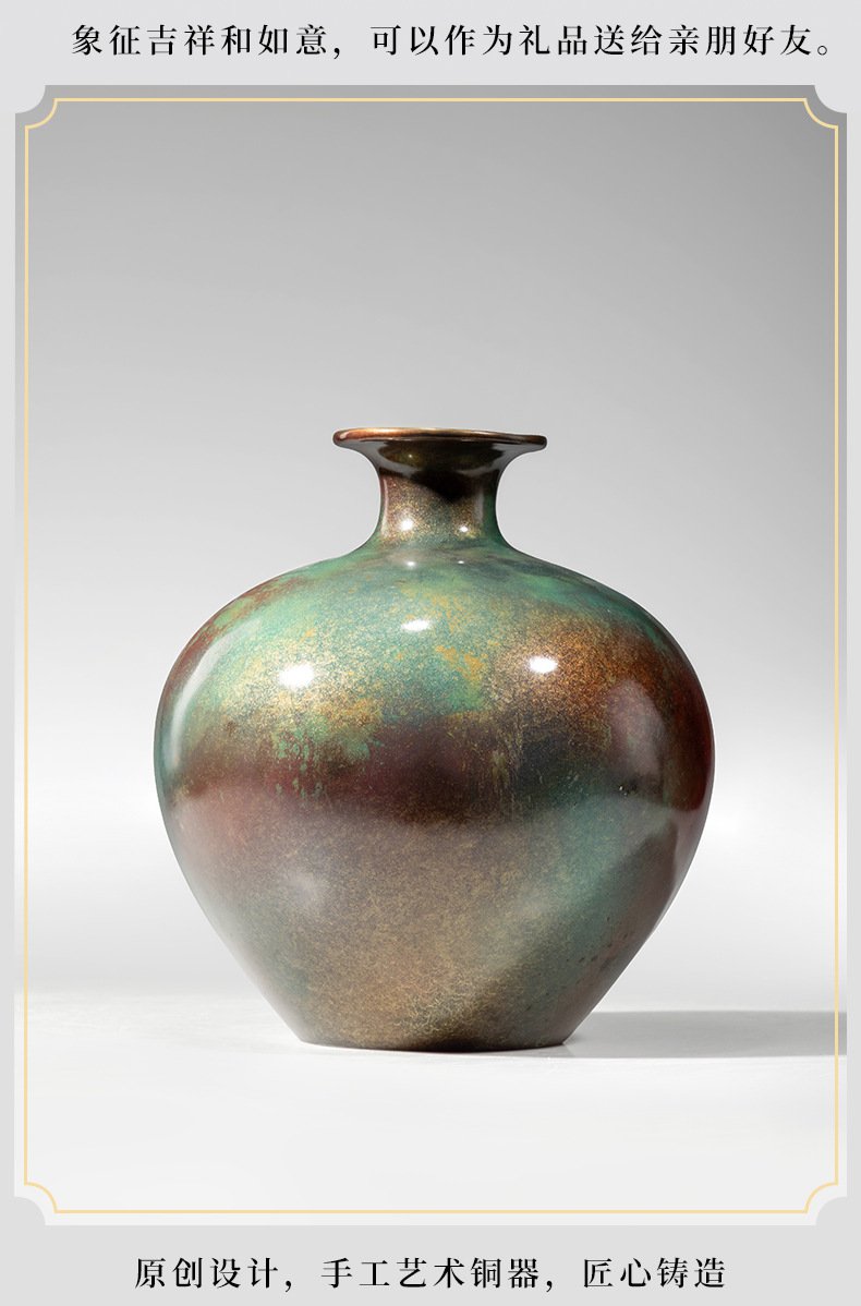 复古如意花瓶黄铜摆件