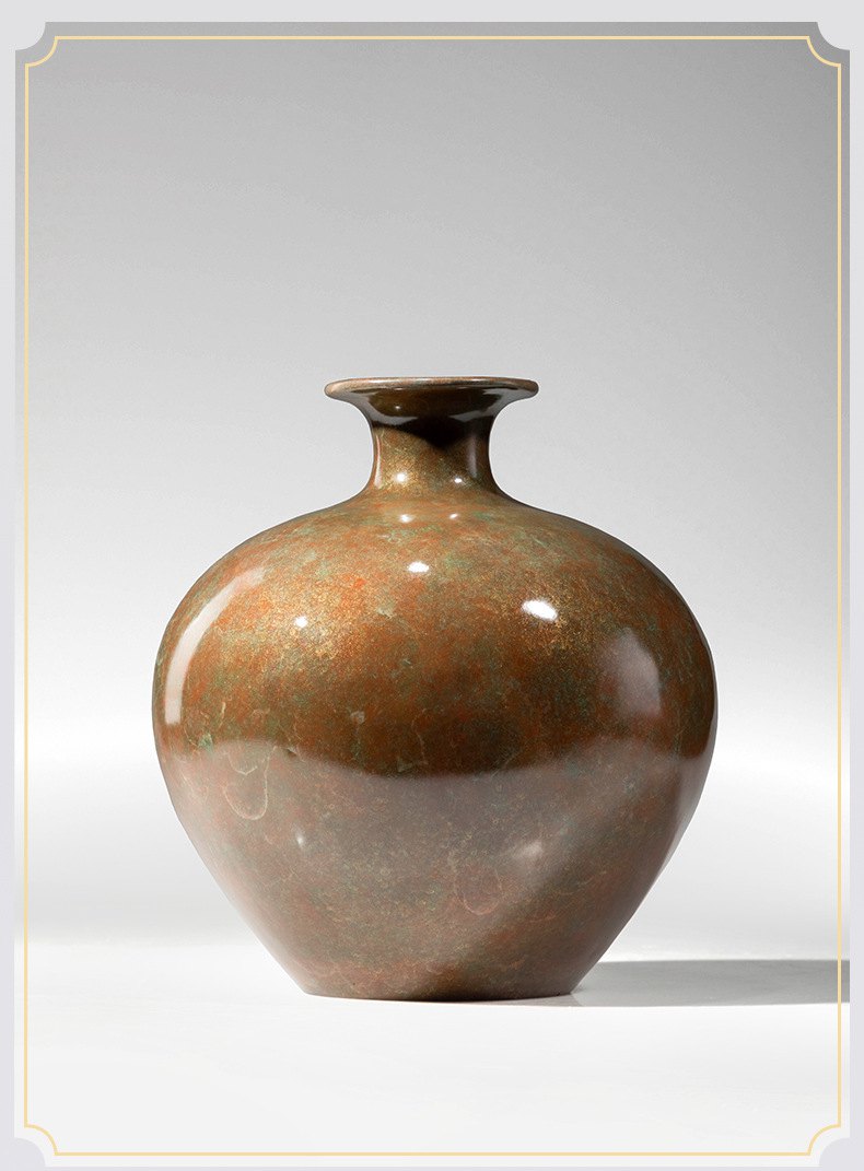 复古如意花瓶黄铜摆件