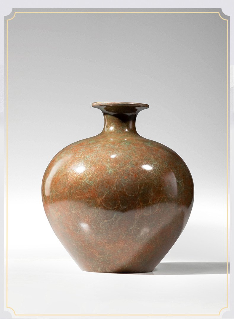 复古如意花瓶黄铜摆件