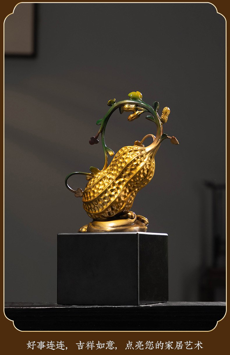 创意花生黄铜摆件好事发生花生铜塑工艺品