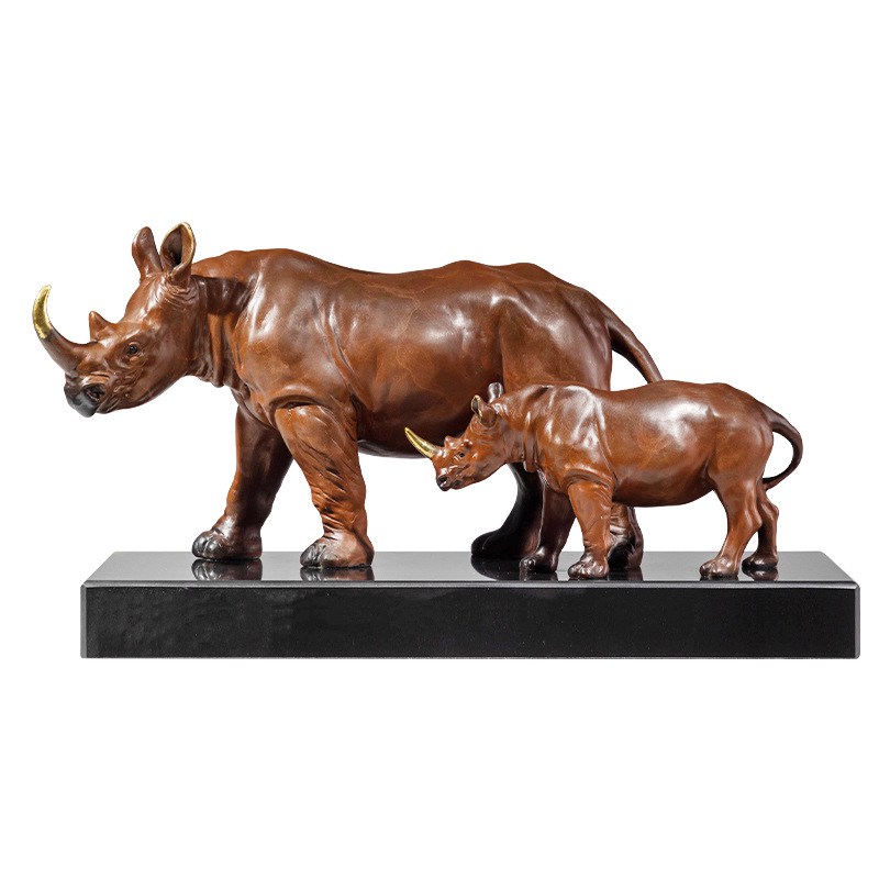 犀牛黄铜摆件仿真动物犀牛彩铜金属工艺品摆件